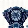 Illustration of motorcycle engine parts